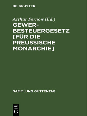 cover image of Gewerbesteuergesetz [für die Preussische Monarchie]